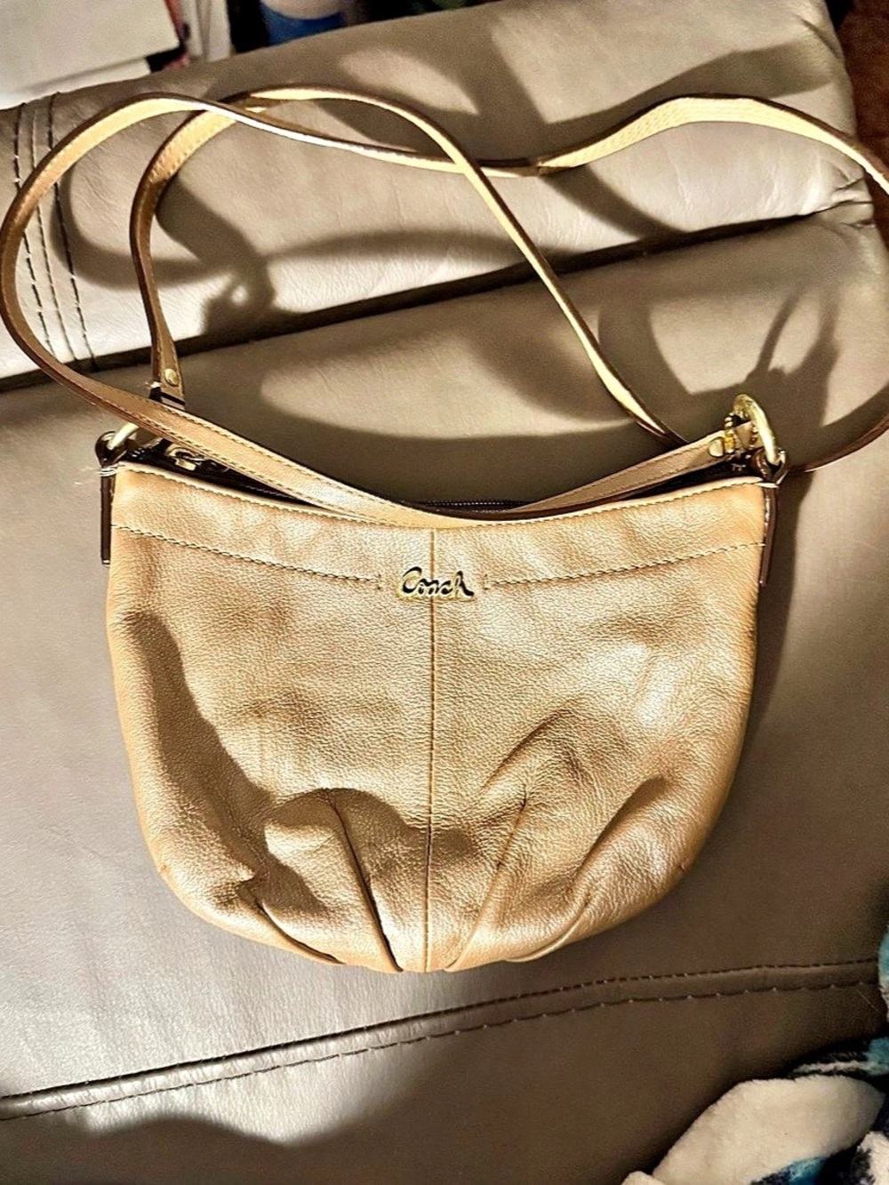 Coach Gold Leather-Look Crossbody Bag